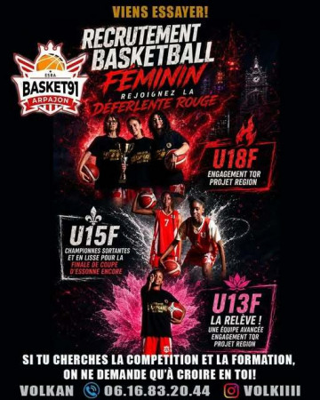 Recrutement Féminin U13F- U15F-U18F rejoignez la déferlante rouge !