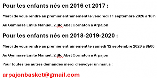 Inscriptions saison 2026-2027