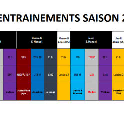 Planning des entrainements  2026-2027