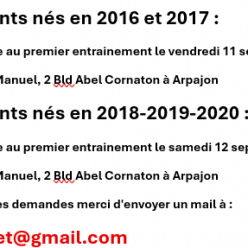 Inscriptions saison 2026-2027